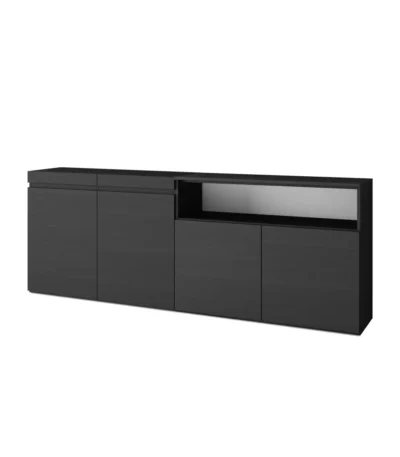 Aparadores para salón, 200x35x75cm, Diseño Industrial, Negro - Muebles de salón modernos