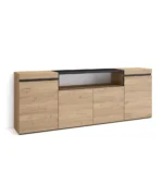 "Aparador de salón moderno en roble y negro de 200x35x75cm - Muebles modernos e industriales"