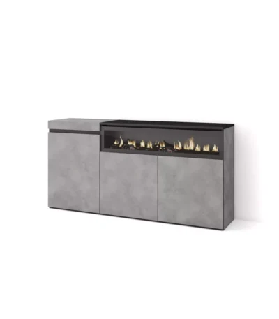 Aparadores para salón, 150x35x75cm, Chimenea eléctrica, Cemento - Muebles de salón modernos