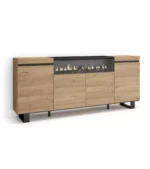 "Aparador de salón industrial de roble de 200x35x87cm, muebles modernos y elegantes"