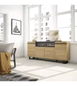 "Aparador moderno de roble para salón de estilo industrial, medidas 200x35x87cm, muebles modernos"