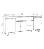 "Aparador Salón Industrial Roble 200x35x87cm - Muebles Modernos e Industriales"