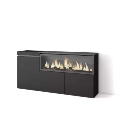 Aparadores para salón, 200x35x75cm, Chimenea eléctrica XXL, Negro - Muebles de salón modernos