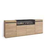 "Aparador Salón Muebles Modernos Industriales en Roble y Negro, diseño contemporáneo"