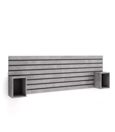 Cabecero con mesitas, 214x70x3cm, Cemento - Muebles de salón modernos