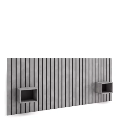 Cabecero con mesitas, 258x107x3cm, Cemento - Muebles de salón modernos