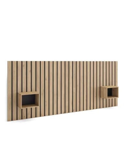 Cabecero con mesitas, 258x107x3cm, Roble - Muebles de salón modernos