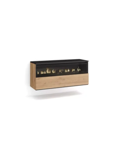 Chimenea eléctrica LED, 102x35x45cm, Colgado, Suspendido, Roble - Muebles de salón modernos
