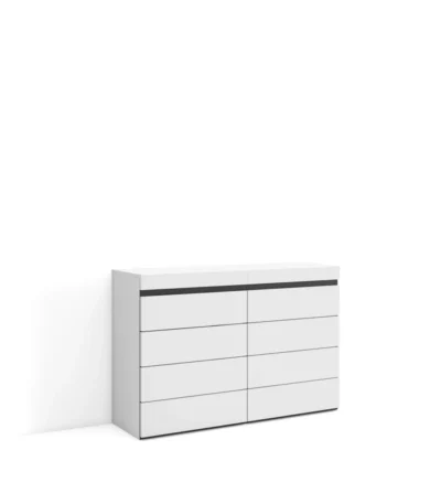 Cómoda, Cajonera, 114x35x75cm, Blanco y negro - Muebles de salón modernos
