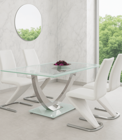 MESA UNIQUE BLANCA PATA CROMADA - MESAS DE COMEDOR principal