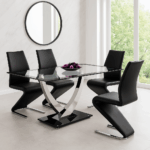 MESA UNIQUE NEGRA PATA CROMADA - MESAS DE COMEDOR detalle