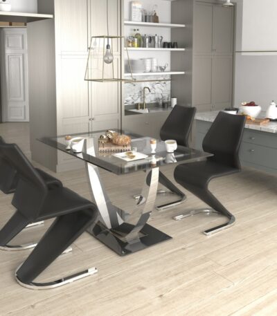 MESA UNIQUE NEGRA PATA CROMADA - MESAS DE COMEDOR principal
