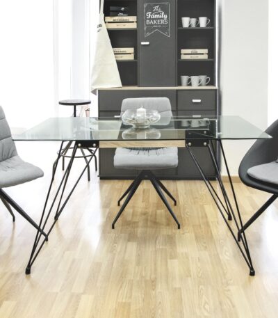 MESA SPIDER TAPA CRISTAL PATA NEGRA - MESAS DE COMEDOR principal