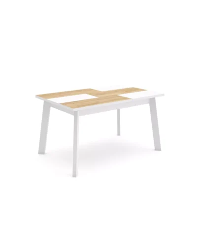 Mesa Comedor, 140x90x74cm, Roble y blanco, Patas de madera - Muebles de salón modernos