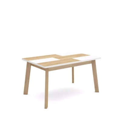 Mesa Comedor, 140x90x74cm, Roble y blanco, Patas de madera - Muebles de salón modernos