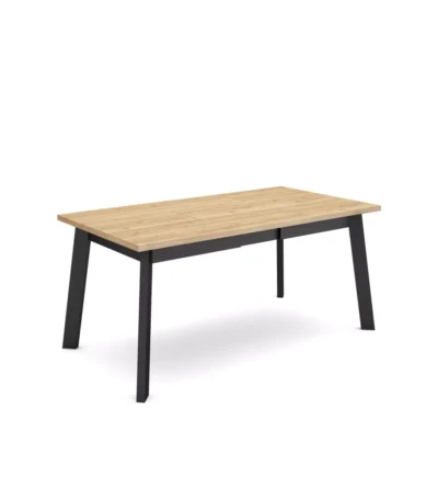 Mesa Comedor, 168x90x74cm, Roble y negro, Patas de madera - Muebles de salón modernos