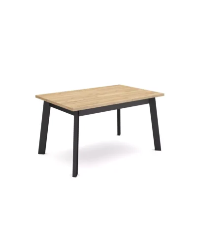 Mesa Comedor, 140x90x74cm, Roble y negro, Patas de madera - Muebles de salón modernos