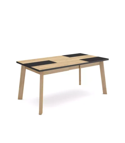 Mesa Comedor, 168x90x74cm, Roble y negro, Patas de madera - Muebles de salón modernos