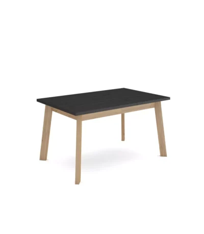 Mesa Comedor, 140x90x74cm, Roble y negro, Patas de madera - Muebles de salón modernos