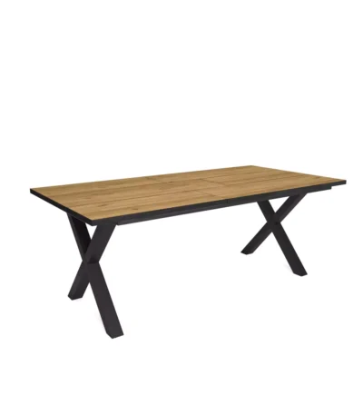 Mesa Comedor, 194x90x75cm, Roble y Borde Negro, Industrial - Muebles de salón modernos