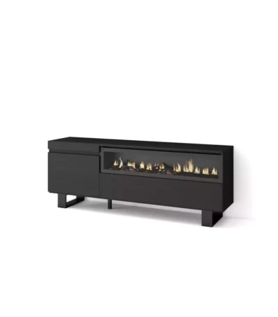 Mueble TV, 150x35x57cm, Televisión, Chimenea eléctrica, Diseño industrial - Muebles de salón modernos