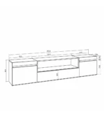 "Mueble TV moderno industrial negro con chimenea eléctrica, vista 3, número 4. Muebles industriales modernos para salón, muebles baratos online."