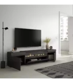 "Mueble TV moderno industrial con chimenea eléctrica en negro, vista 4 del producto número 5, ideal para salones con un estilo moderno e industrial, disponible en Muebles Baratos Online."