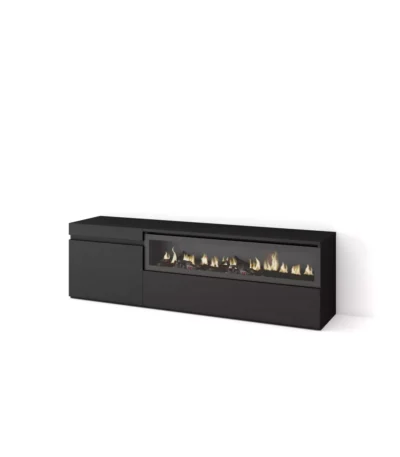 Mueble TV, 150x35x45cm, Televisión, Chimenea eléctrica, Negro - Muebles de salón modernos