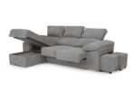 Sofá Chaiselongue Lira: 2 pufs, reclinable, chaiselongue intercambiable, tela antimanchas, configuración modular.