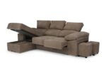 Sofá Chaiselongue Lira: 2 pufs, reclinable, chaiselongue intercambiable, tela antimanchas, configuración modular.