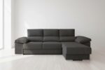 Sofá Chaiselongue Lira: 2 pufs, reclinable, chaiselongue intercambiable, tela antimanchas, configuración modular.