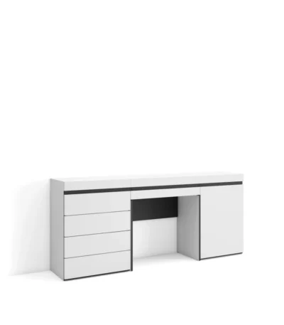 Tocador, Cómoda, Cajonera, 177x35x75cm, Blanco - Muebles de salón modernos
