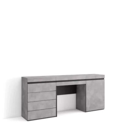 Tocador, Cómoda, Cajonera, 177x35x75cm, Cemento - Muebles de salón modernos