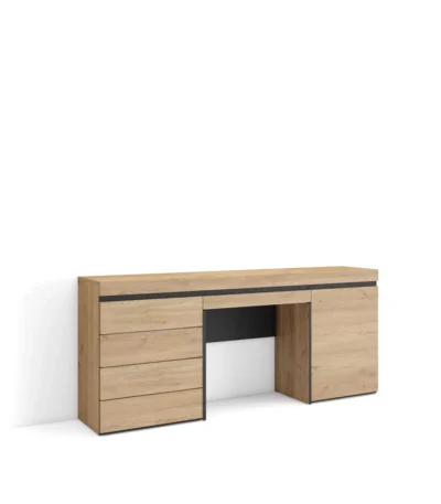 Tocador, Cómoda, Cajonera, 177x35x75cm, Roble - Muebles de salón modernos