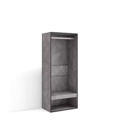 Vestidor abierto, 60x35x145cm, Cemento - Muebles de salón modernos