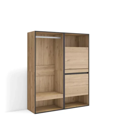 Vestidor abierto, 120x35x145cm, Roble, Zapatero, Roble - Muebles de salón modernos