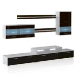 Salon Alfa Blanco y Negro con LEDS azules